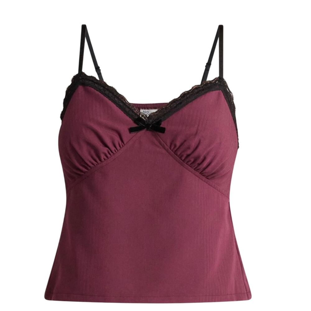 No Boundaries Women's Dark Cherry Sweetheart Semi Cropped Tank Top-Size M (8-10)